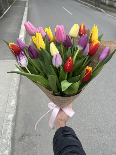 25 тюльпанов микс в упаковке в Армянске