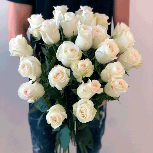 21 белая роза, лента в Армянске