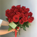 27 красных импортных роз, лента в Армянске